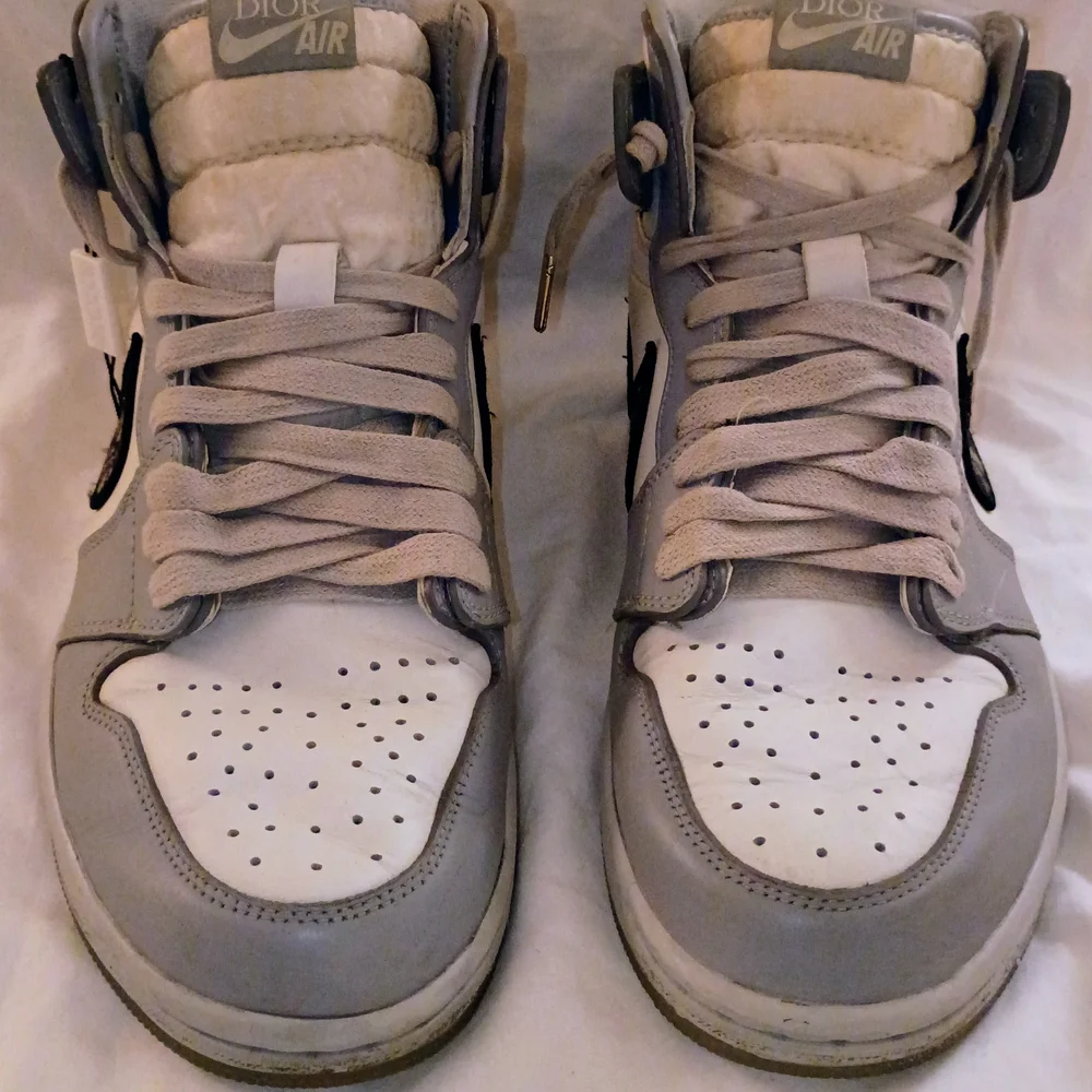 DiorxNike Gray and White High-Top Sneakers - Picture 7 of 8